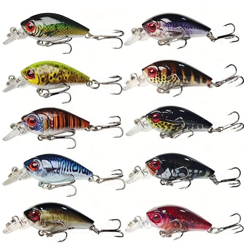 TEMU 10pcs Lifelike Mini Fishing Lures Set Assorted Bionic Minnow Crankbaits For Freshwater And Saltwater Fishing Gear Kit