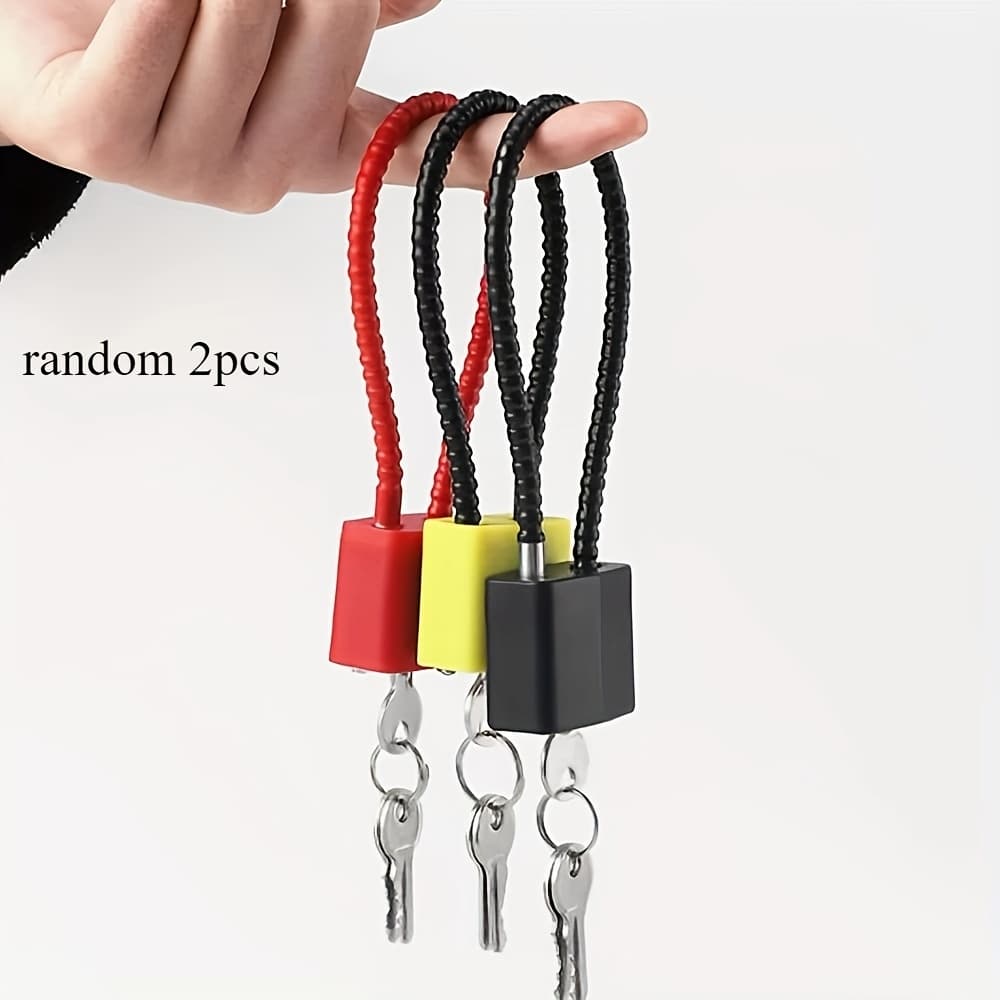 TEMU 2pcs Heavy Duty Steel Cable Padlock With 3 Keys - Anti-theft Lock Suitable For Cabinets, File Drawers
