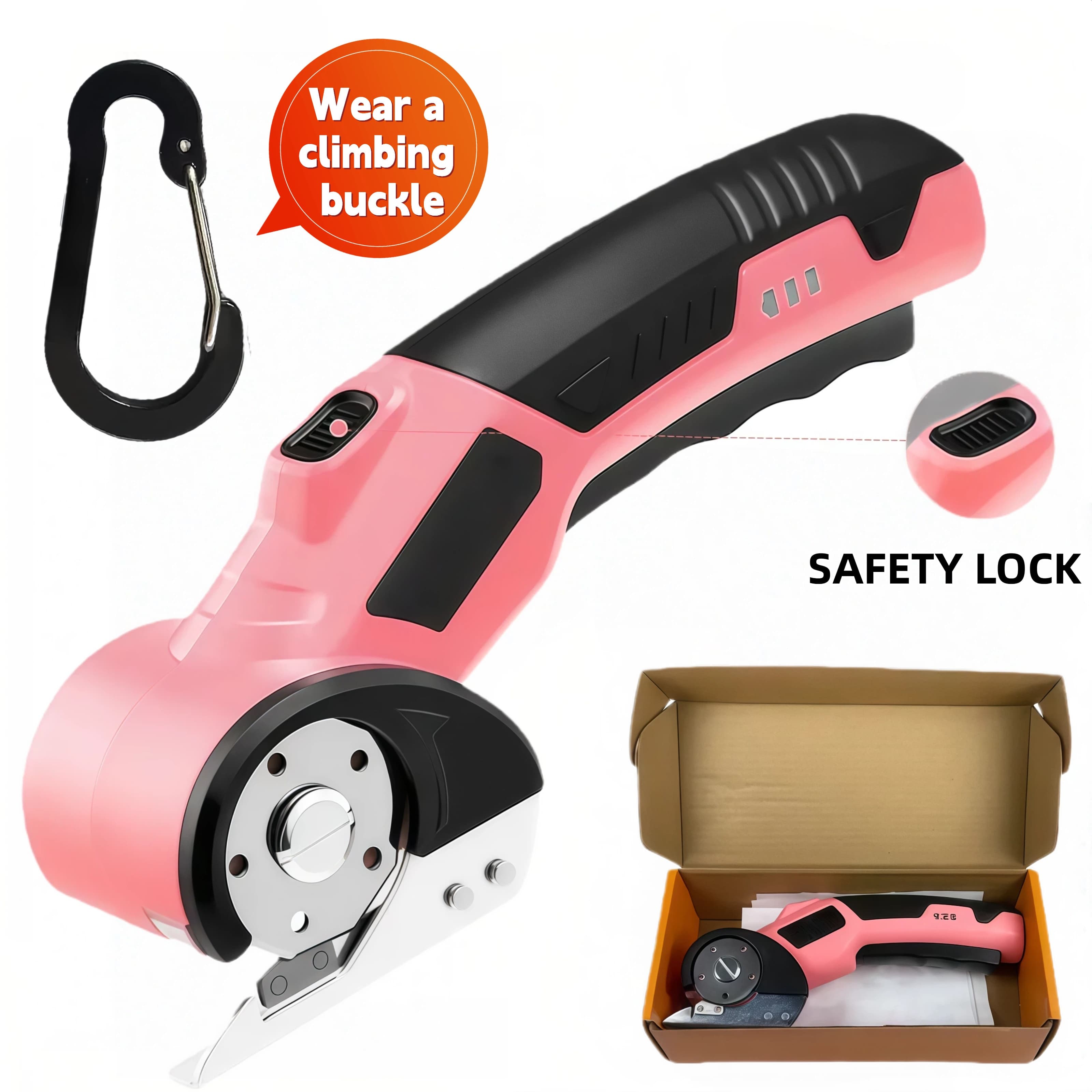 TEMU Wireless Electric Scissors, Usb Rechargeable Lithium Battery, With Safety Lock, Ergonomic Anti-slip Handle, Suitable For Cardboard, Clothing, Leather And Fabric, Birthday And Valentine's Day Gift