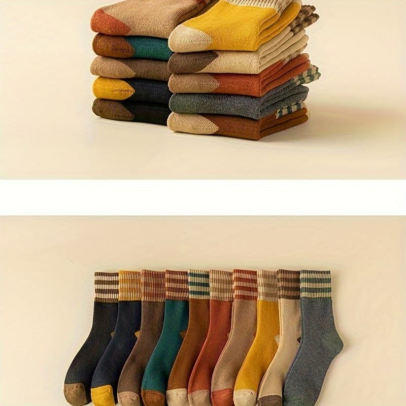 TEMU 10 Pairs Of 10 Colors 2024 Autumn And Winter Trendy Socks For Men In , Mid Length Men's Socks, Socks, Women's Socks, Couple Socks, Warm Socks, Home Socks, Sleep Socks, Suit Socks