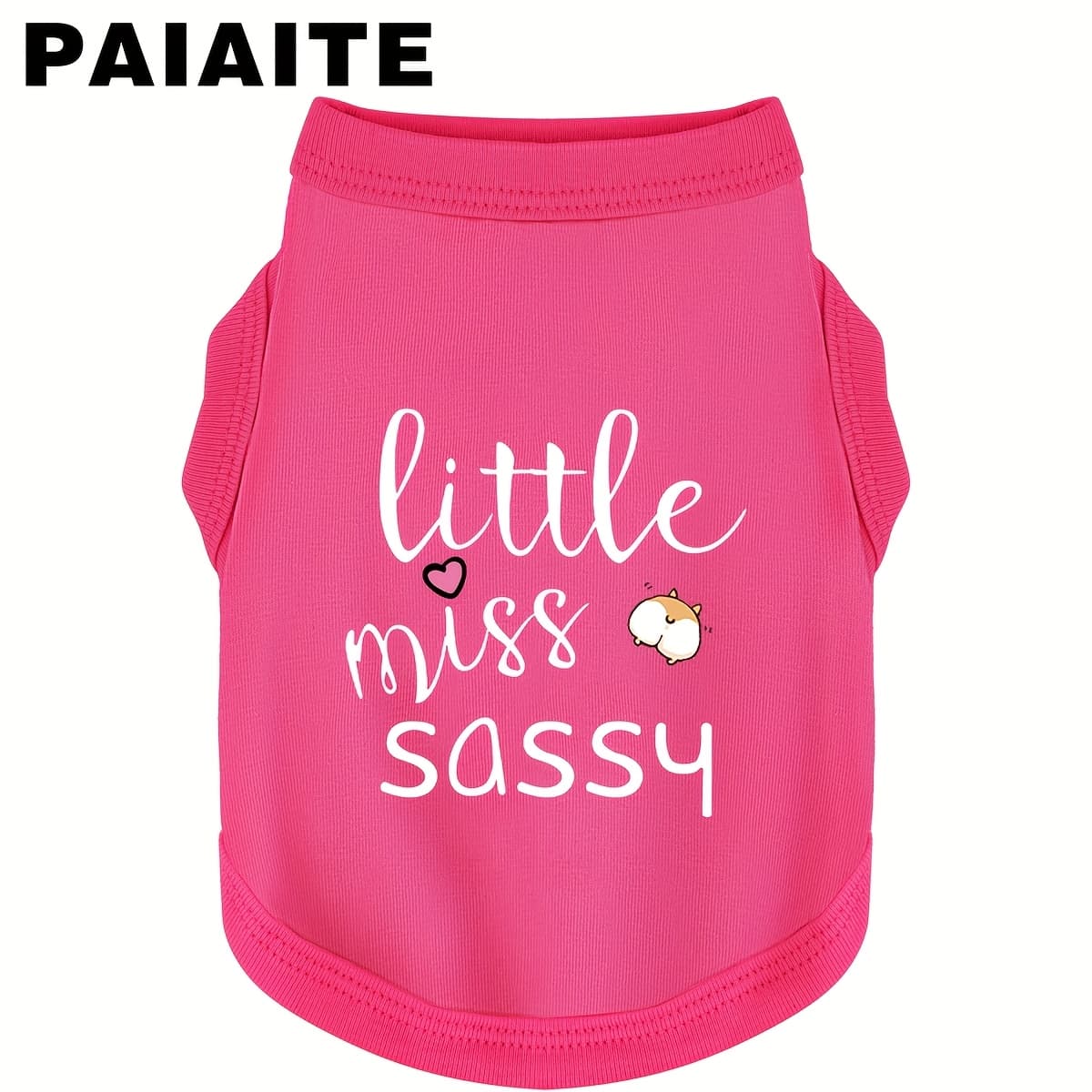 TEMU Little Vest - Cute Pink Sleeveless Pet T-shirt With Heart & Cat Design, Breathable Knit Fabric For Small Puppies, Hand Wash Only, Apparel, Design, , Dog Clothe /for Small Dog, Cat Clothe