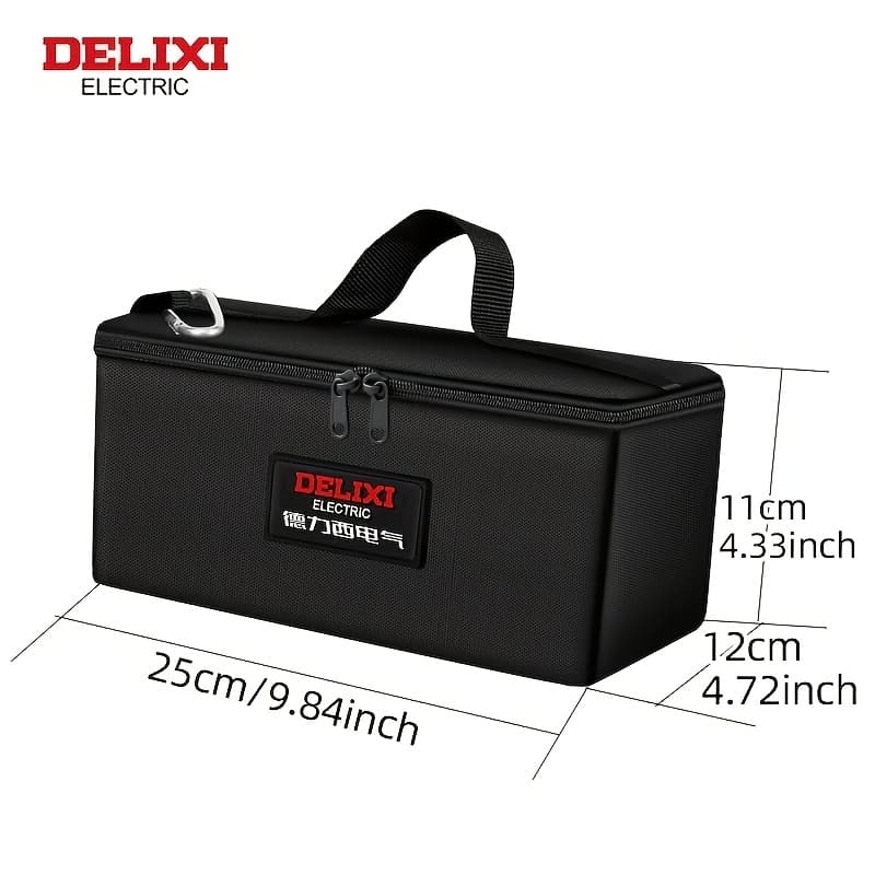 TEMU Electric 10 Inch Tool Bag Top Open Portable Handbag 1680d Oxford Cloth Wear-resistant Thick Large Capacity Storage Bag Double Zipper With Safety Electrician Bag Woodworking Special Storage Bag