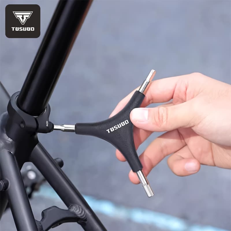 TEMU Tosuod Bicycle Repair Tool, Mountain Bike Repair 3 Headed Wrench, Multifunctional Hexagonal Y-shaped Tool