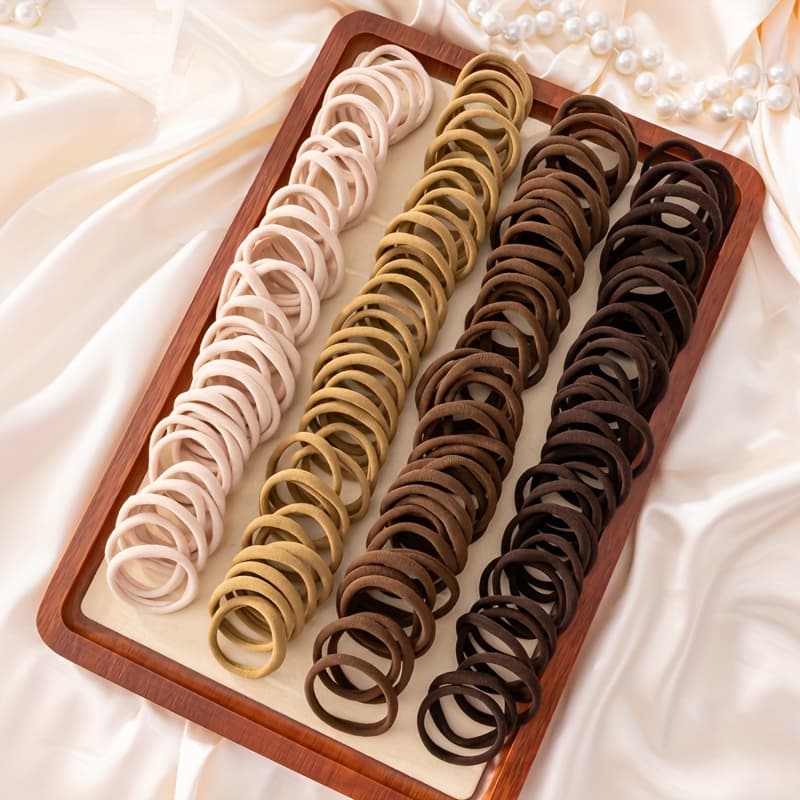 TEMU 102pcs Golden Mixed Color Hair Ties, Summer Updo Scrunchie