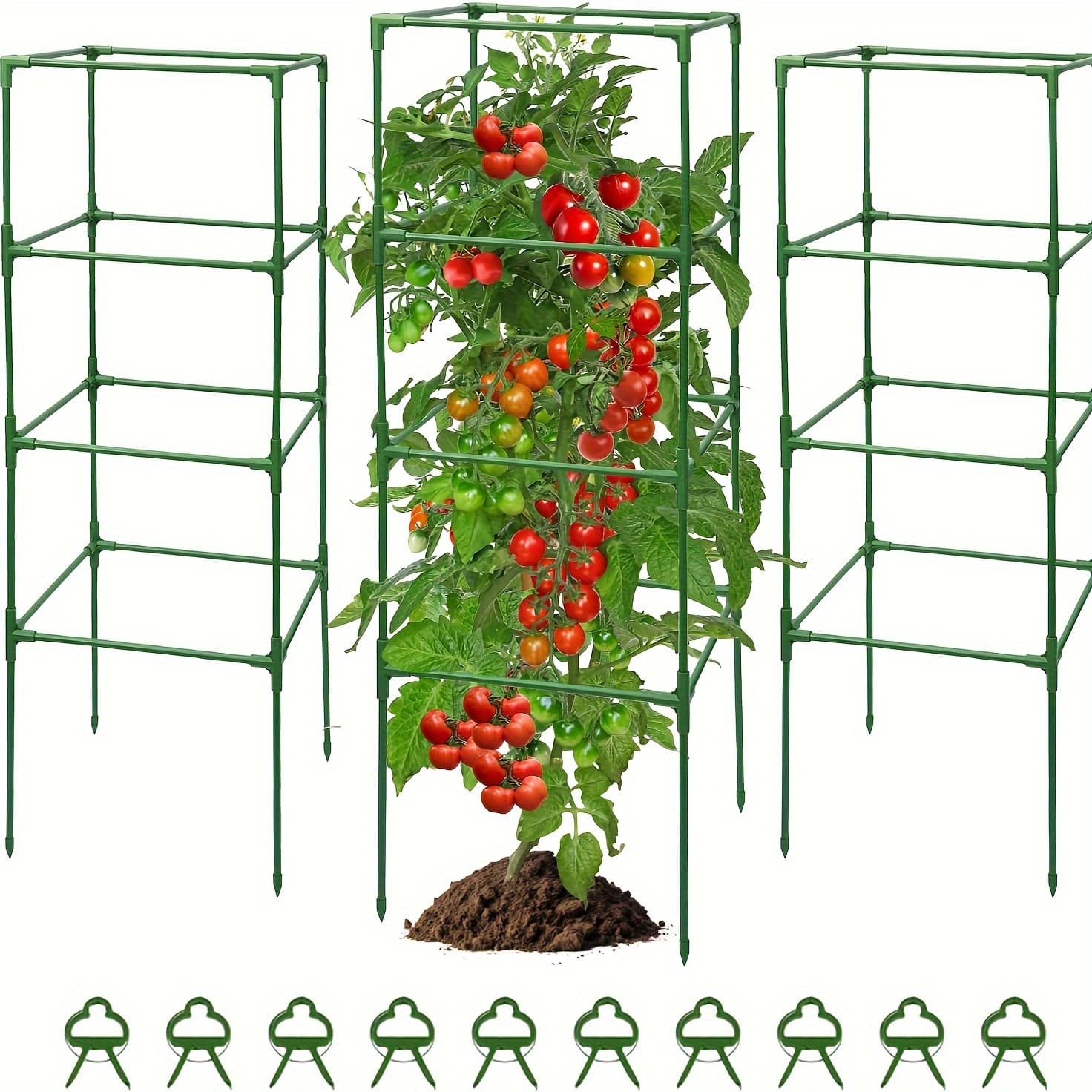 TEMU Tomato Cage, 3-pack 53-inch Garden Trellises, Multi-functional Assembled Plant Climbing Frame For Flowers, Vegetables, Vines, Plant Trellis For Potted Plants