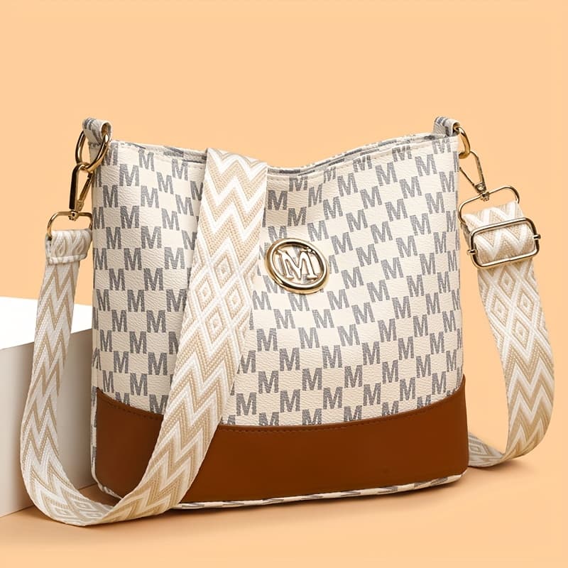TEMU Women's Vintage Bohemian Crossbody Bag, Large Capacity Multi-compartment Handbag With Adjustable Strap And Golden-tone Hardware, Shopping Travel Purse, Retro Fashion, Ideal Gift For Women