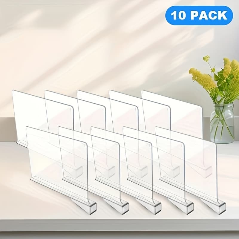 TEMU 10 Pack Acrylic Shelf Dividers, Closets Shelf And Closet Separator For Organization In Bedroom, Kitchen And Office Shelves, Kitchen Organizers And Storage
