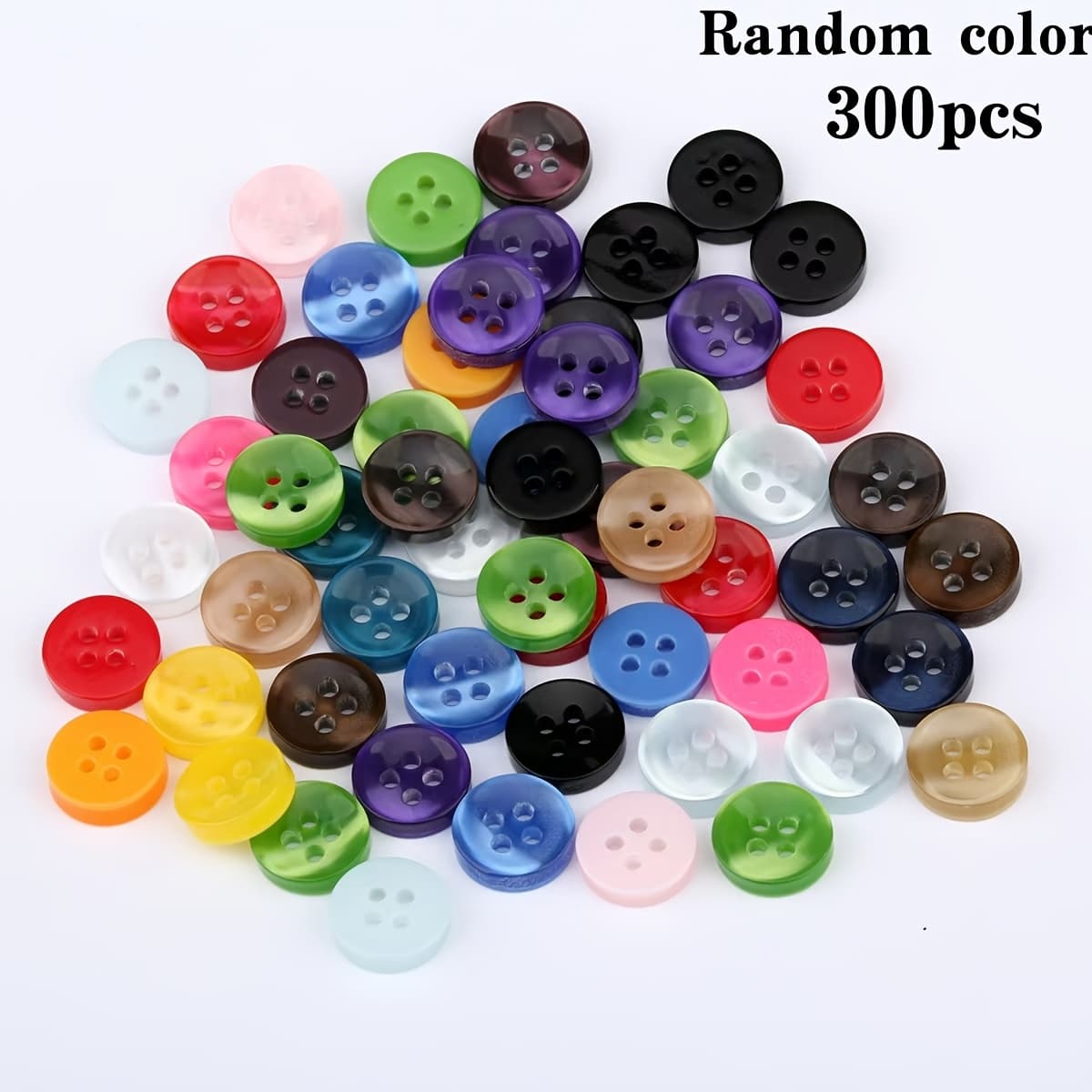 TEMU A Set Of 300pcs Colored Resin Buttons - Elegant Retro Style Round Buttons Suitable For Crafts, Shirts, Sewing - Wallet Making - Innovative Mixed