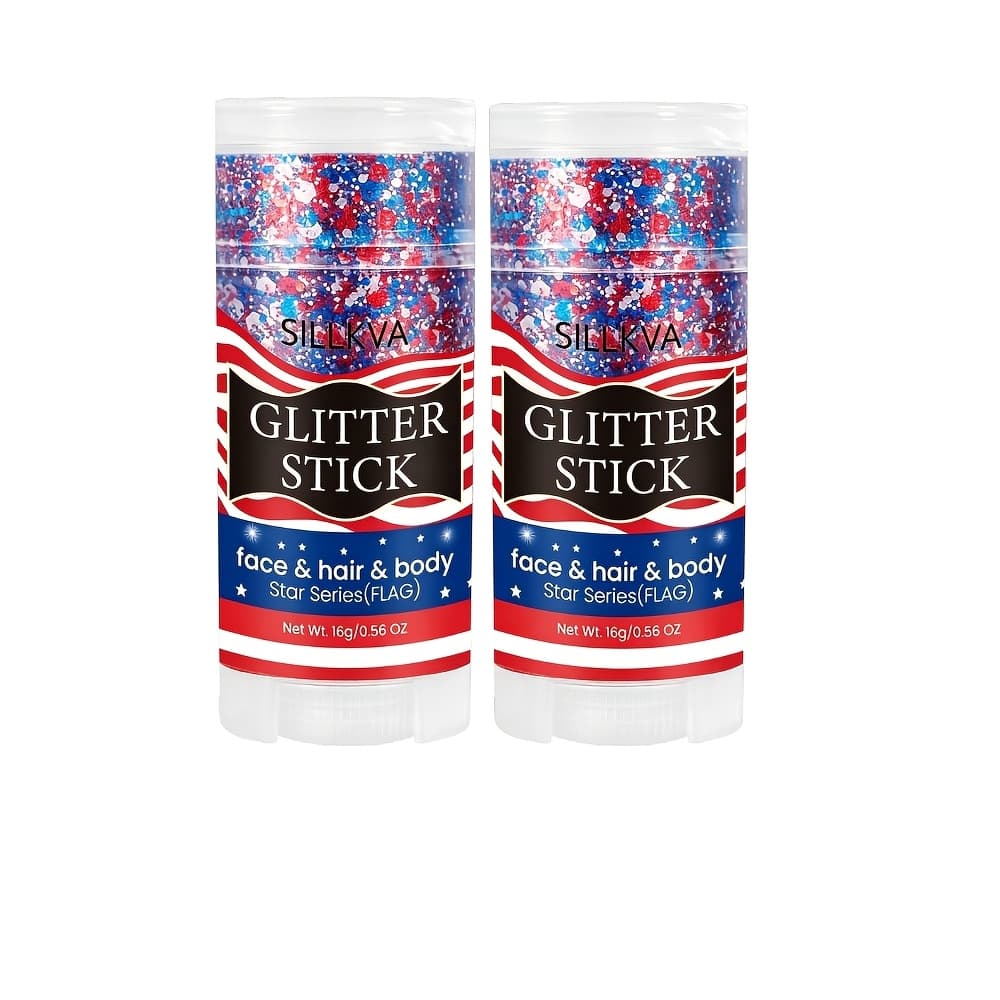 TEMU 2pcs Glitter Sticks No Glue Highlight Gel Waterproof Shiny Makeup For Hair Face 250th Day Football Party Styling