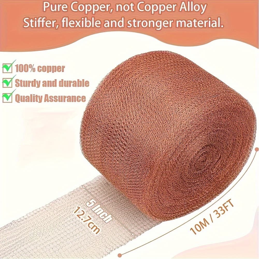 TEMU Copper Wire Mesh For Vapor And Liquid Filtration, Distillation, Plant Protection, And Rodent Prevention