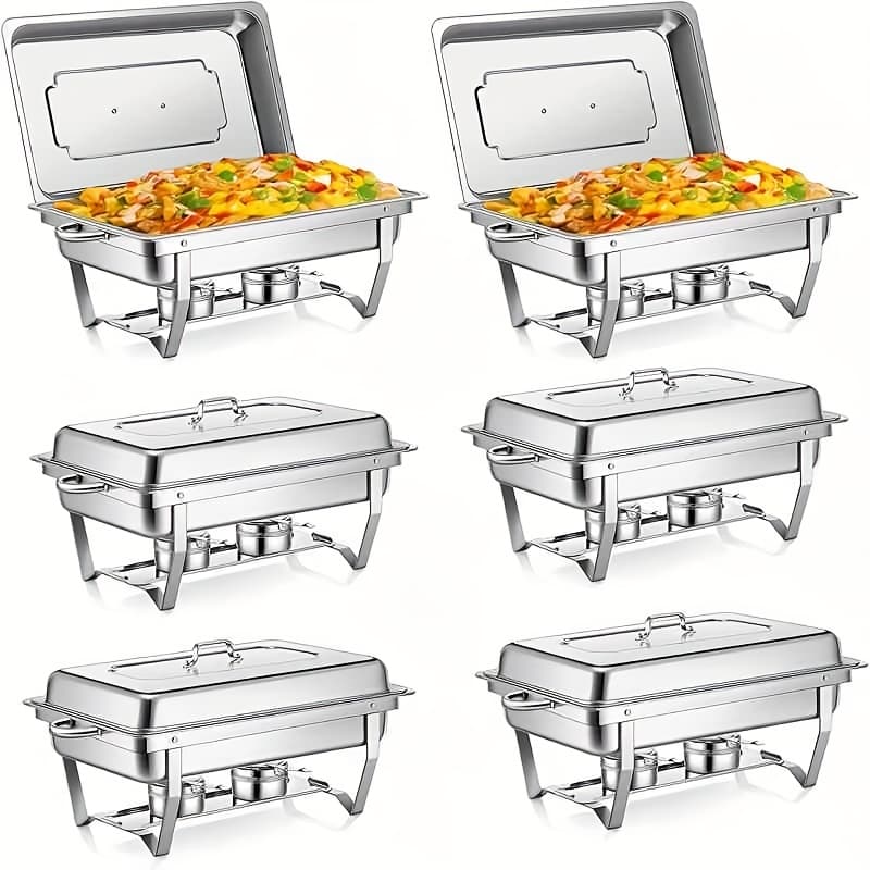 TEMU 2/4/ 9qt Full Size Chafing Dish Buffet Set, Stainless Steel Food Warmer Kit With Lids, Food Pans, Water Pan And Fuel Holders For Restaurant Catering Parties Weddings, Cooking