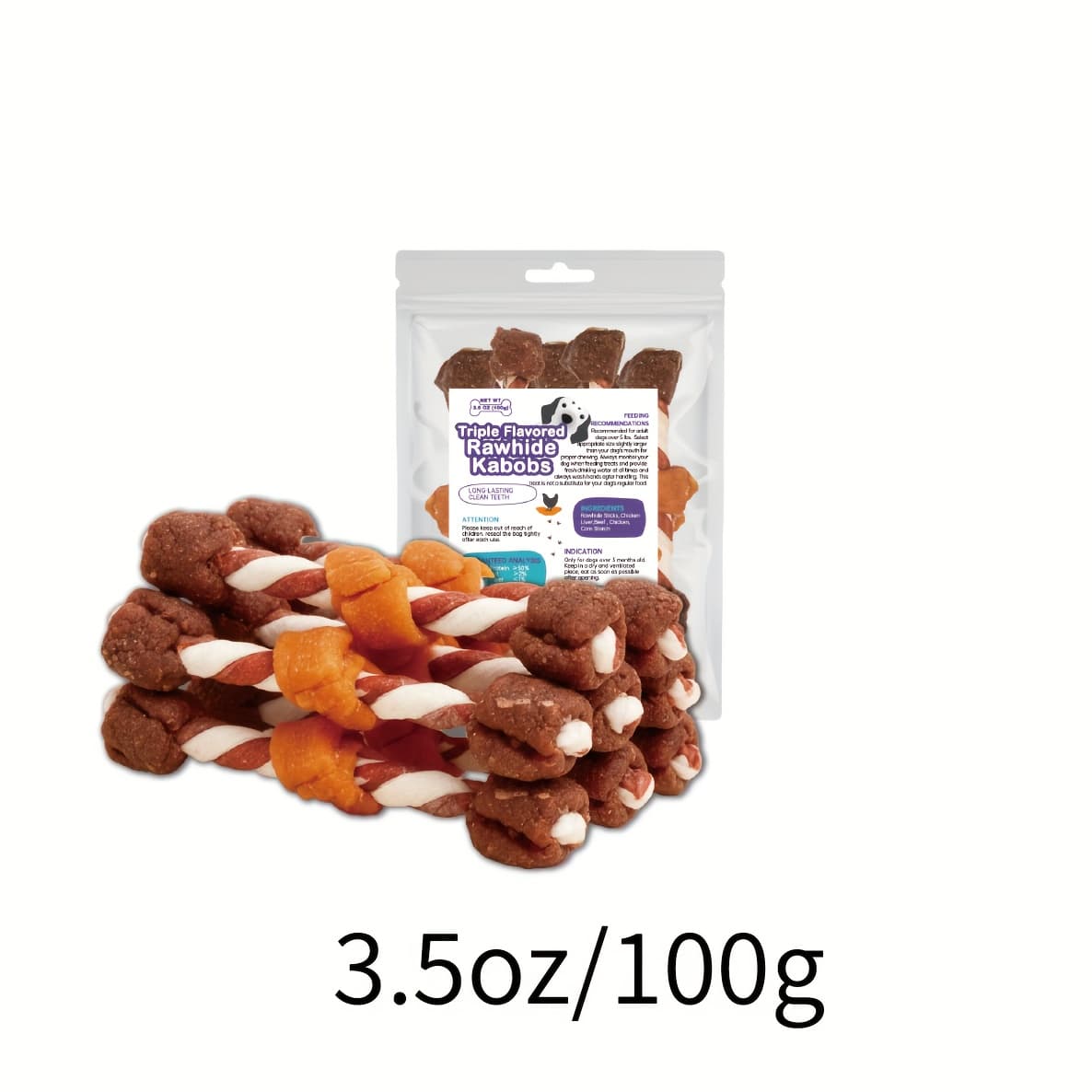 TEMU Triple Flavored Dog Treats, Made With , Chicken And Chicken Liver, Healthy, , Long Lasting, And High Protein, Dog Chews