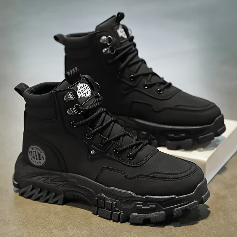 TEMU Men's Shoes 2026 New High Help Work Shoes Anti-slip Wear Thick Soled Casual Shoes Fashion Men With All Fashion Shoes