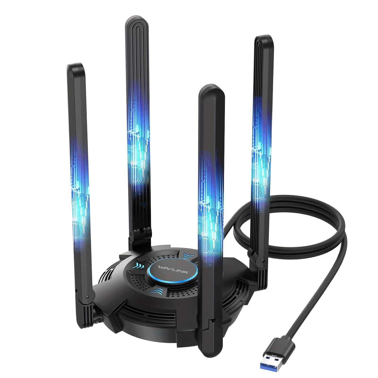 TEMU Wavlink Usb Wifi Adapter For Pc, Ax5400 2.4/5/6ghz Wireless Network Adapter With 4 5dbi For Desktop, Laptop, Supports /11
