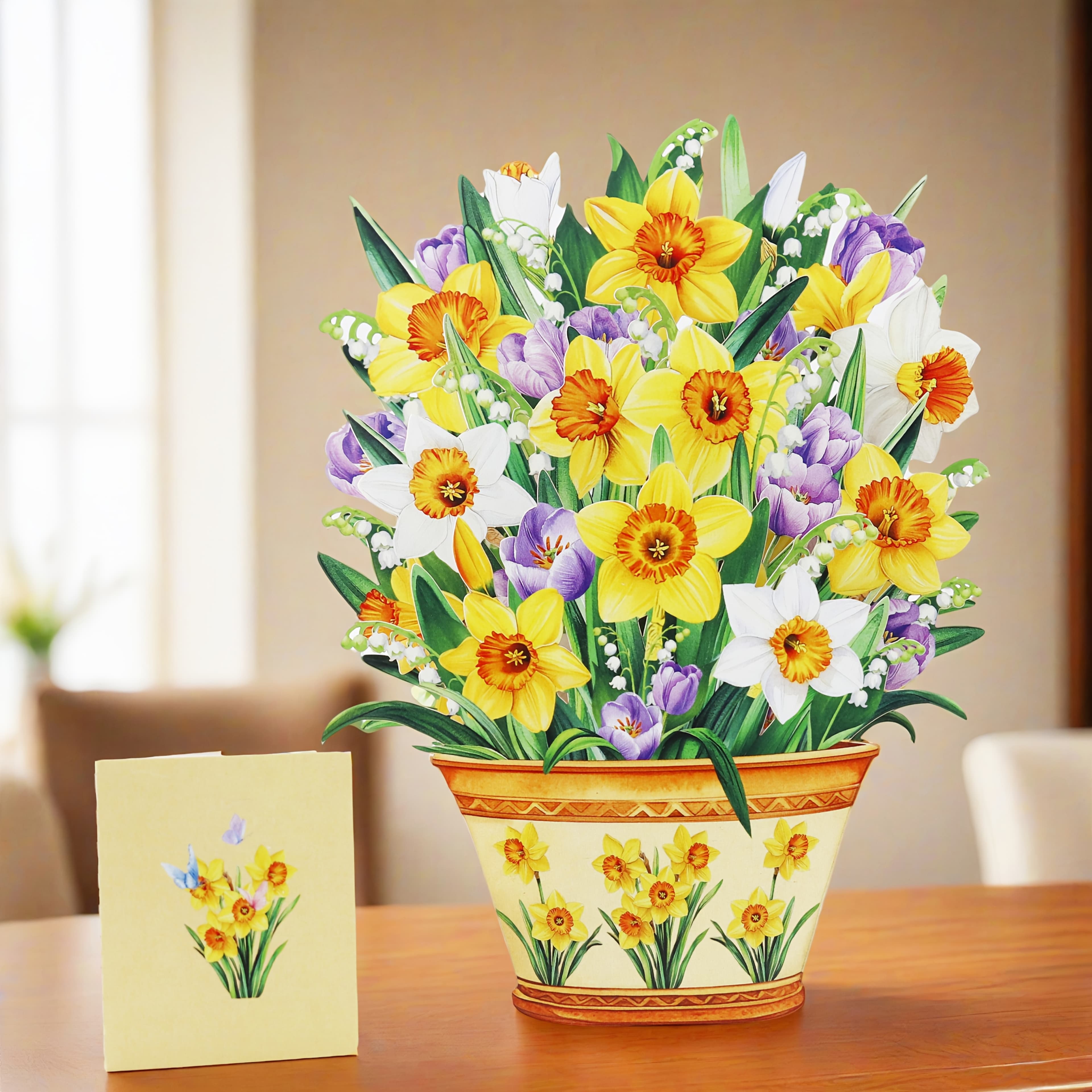 TEMU 1pc 3d Daffodil Bouquet Pop-up Card, , , Happy , Happy Birthday Greeting Card