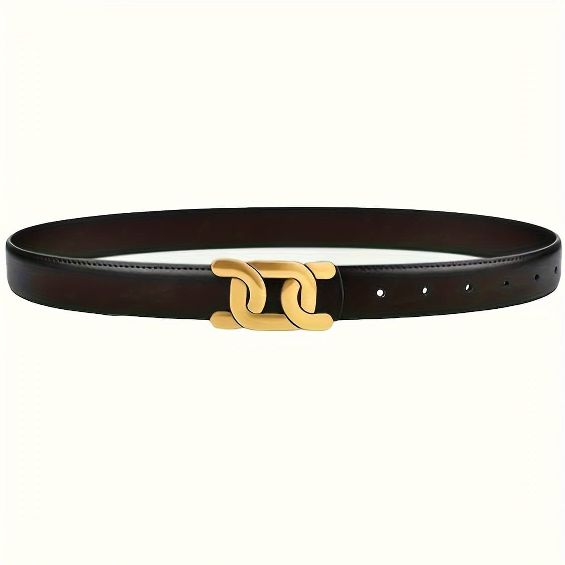 TEMU 1 Pu Leather Belt - Fashionable Alloy , Multiple Lengths , Perfect For Jeans, Casual Wear, And Everyday Outfits