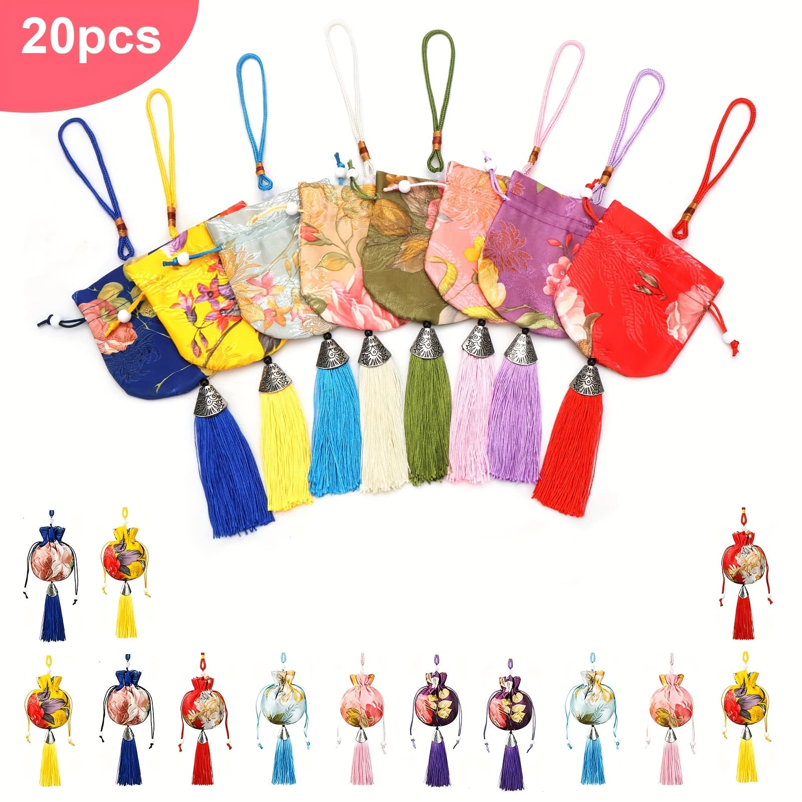 TEMU Gift For Her/him 20pcs Empty Sachet Coin Pouches With Drawstring, Hanging Jewelry Gift Bags, Candy Sachets, Spice Storage Bag, Decorative Organizers For Home And Car Use