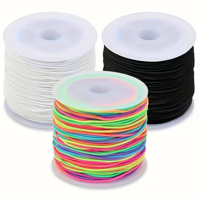 TEMU 3pcs Set Of Black And White Mixed 0.8mm No. 72 Artificial Jade Cord For Making Bracelets, Necklaces, Phone Straps, And Diy Craft Accessories