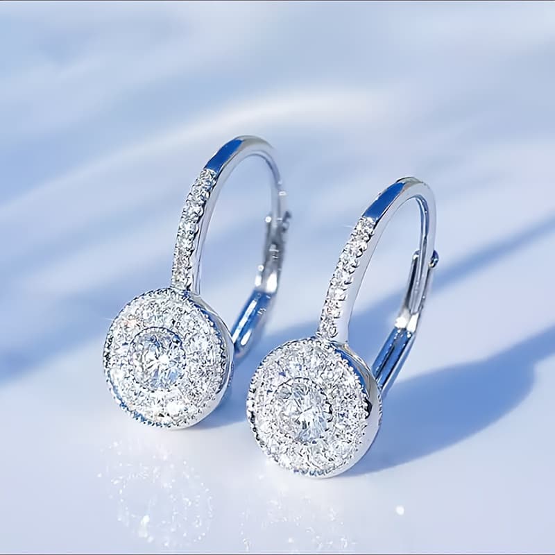 TEMU 1pair Luxury Geometric Elegant Synthetic Zirconia Earrings For Women Festival Celebrations, Banquets, Parties And Daily Additions, Unique High- Gift For Important -