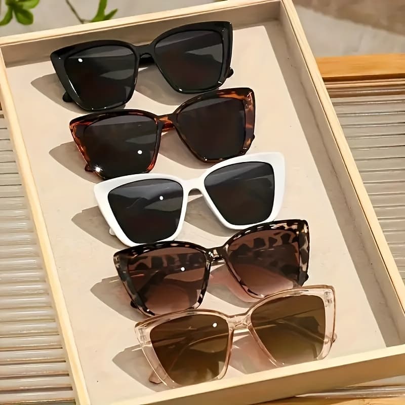 TEMU 5pcs New Cat Eye Ins Fashionable Large Box Glasses