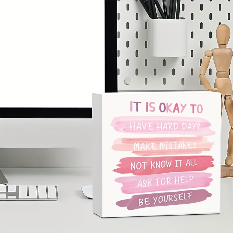 TEMU 1pc " Okay To" Durable Pvc Sign. Suitable For Desk, Bedroom, 3.94 X 3.94 Inches/10 X 10 Cm