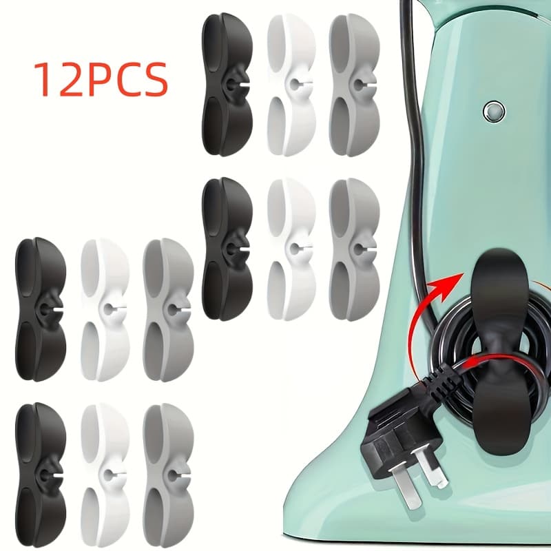 TEMU 6/ 12pcs Kitchen Appliance Silicone Wire Winder, Kitchen Appliance Wire Organizer, Air Fryer Coffee Machine Fixer Cable Management Clip, Adhesive Wire Clip, Sorting Appliance Wire