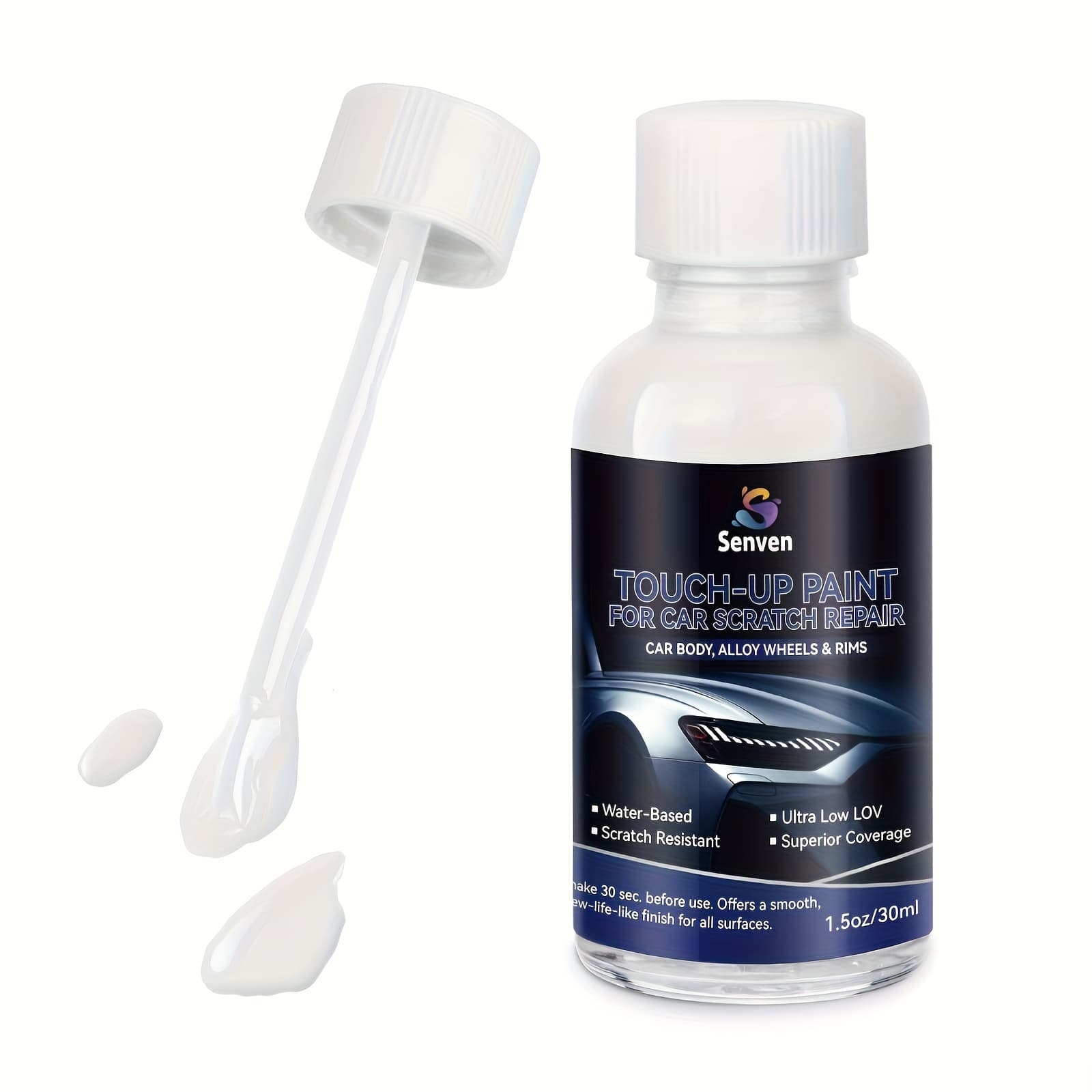 TEMU Paint For White Cars To Fix Scratches, Including A High-gloss White Paint Pen Of 30ml That Dries Quickly For Automotive Repairs. Non-toxic And , With A Weight Of 1.5 Oz