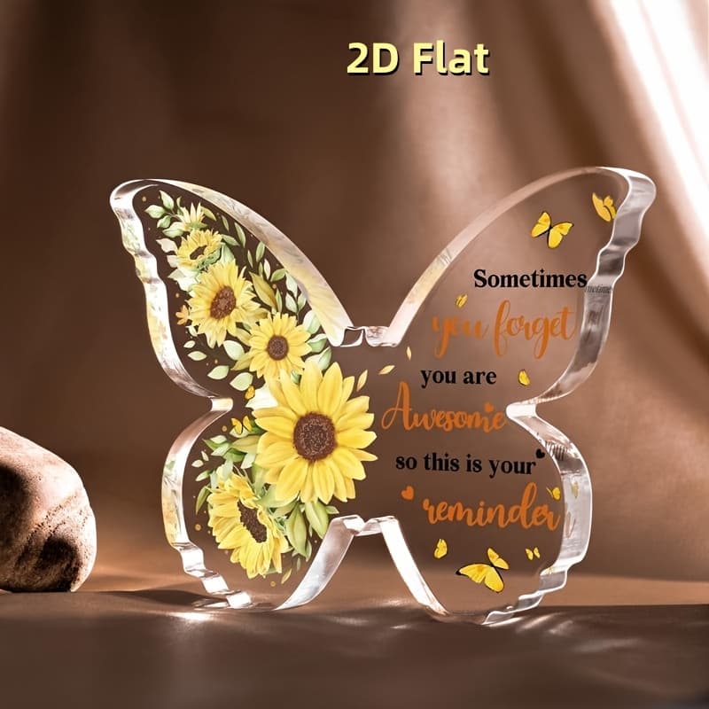 TEMU 2d Flat, Unique Sunflower Shaped Acrylic Plaque - Commemorative Keepsake For Birthday, Decor For Bedroom, Living Room, Dining Room And Office Desktop