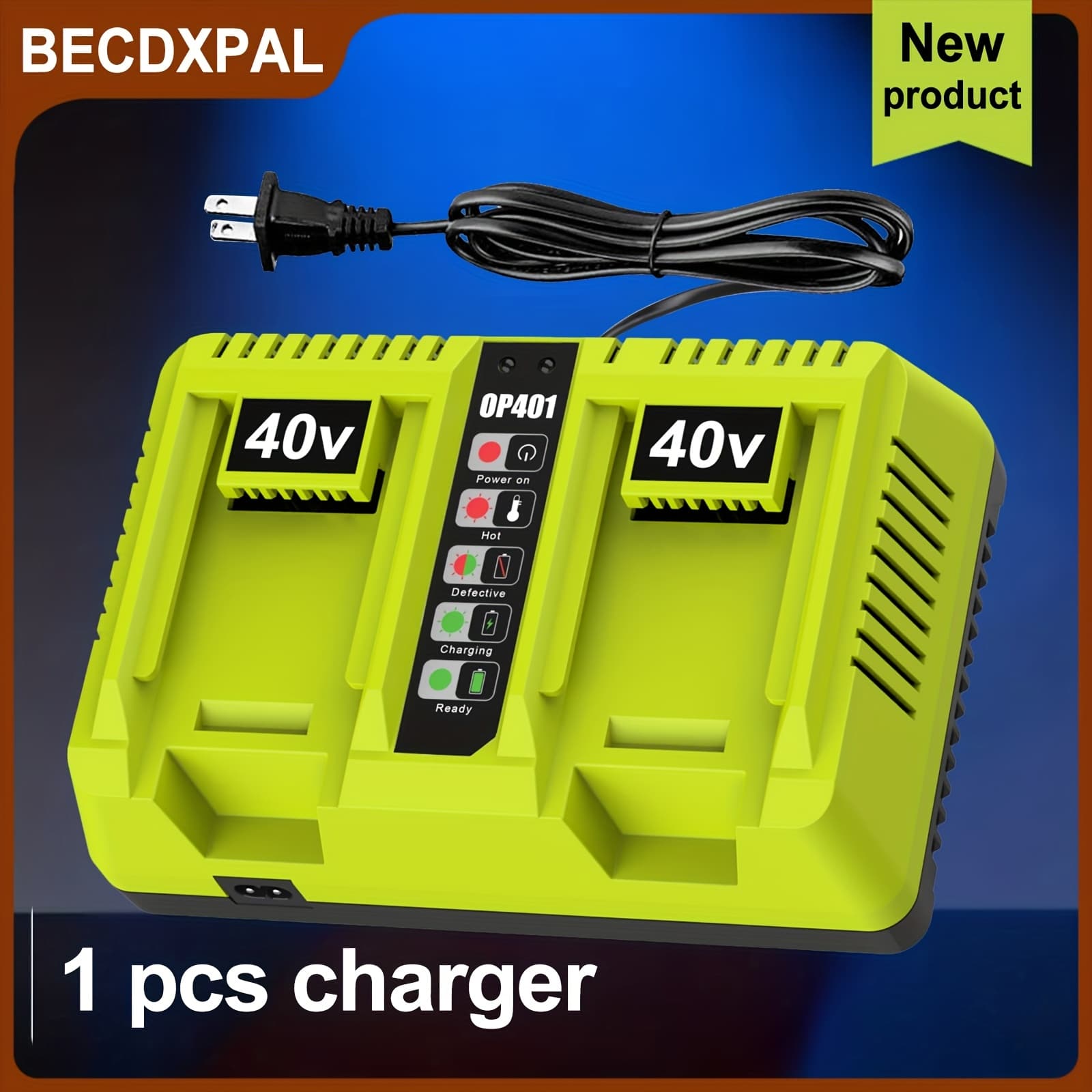 TEMU Op401 Dual-port Fast Charger Replacement For Ryobi 40v Li-ion Batteries. Dual-port Compatible With 40v Op4015, Op4026, Op4040, Op4050, And Op4060 Li-ion Batteries.