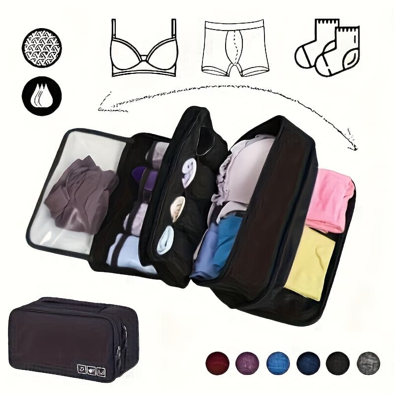 TEMU Portable Travel Underwear Organizer - Lightweight Oxford Cloth Zipper Pouch, Multifunctional And Portable