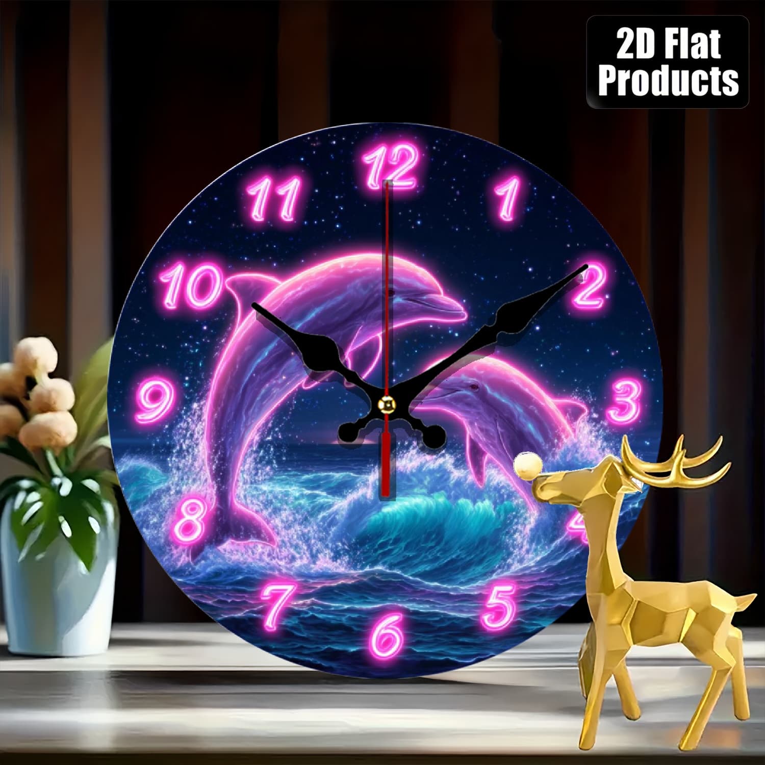TEMU 10-inch 2d On Starry Design Wall Clock Silent, Quartz Movement, Battery Required (not Included), Minimalist Decoration For Homes, Offices, Bedrooms, Durable Wooden Structure, Holiday Gift