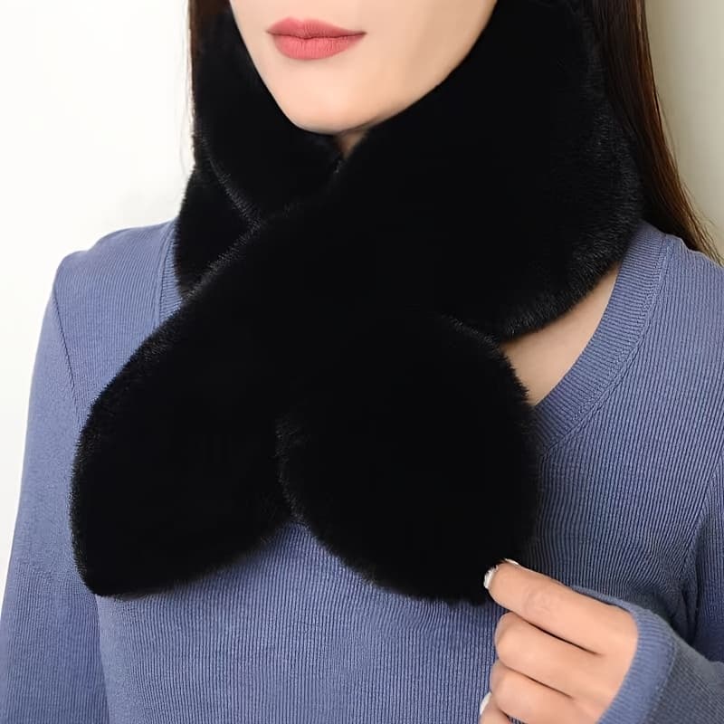 TEMU 1pc Plush Rabbit Collar Scarf - Thick Warm Winter Neck Warmer Suitable For , Machine Washable, ///burgundy/ - Cozy Weather Accessory