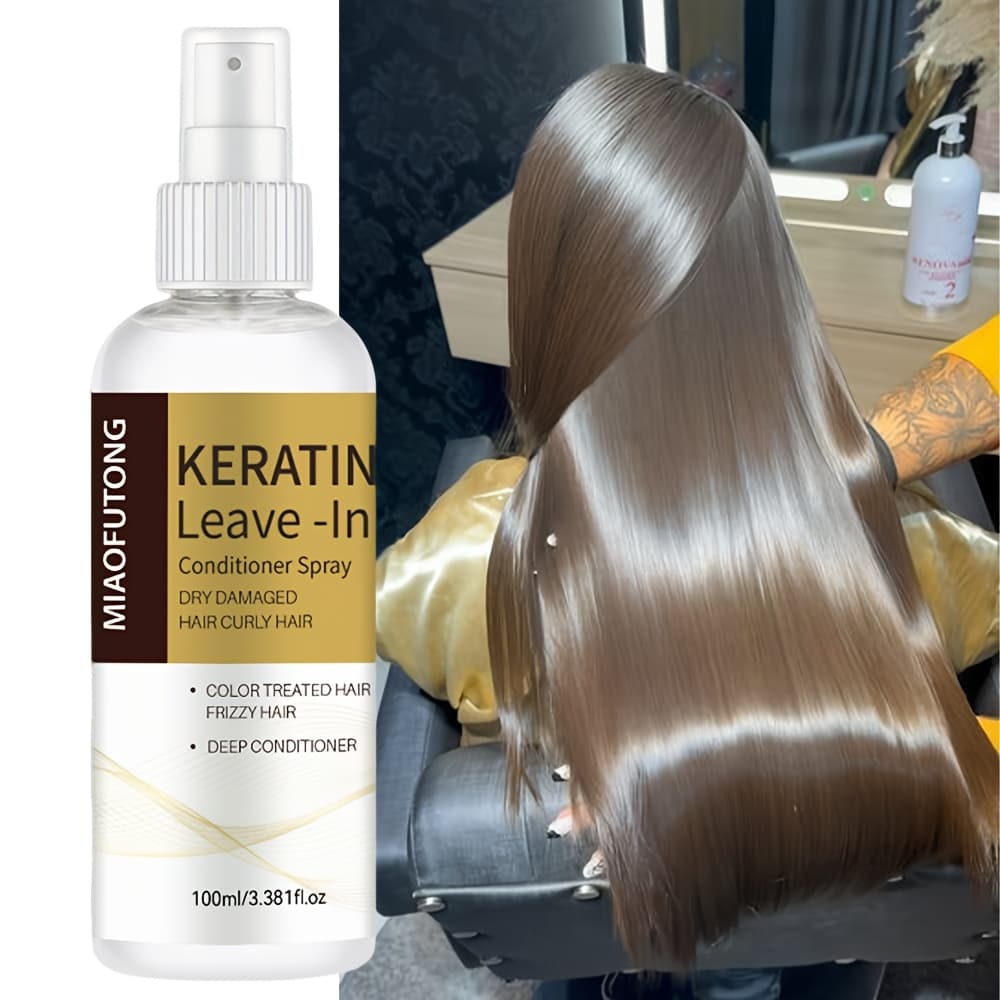 TEMU Collagen , 3.38oz, Hair, Salon-grade Heat Protection Formula With Argan Oil, Keratin, And Coconut Oil, Non-greasy , Controls Frizz For Highlights, Suitable For All Hair Types
