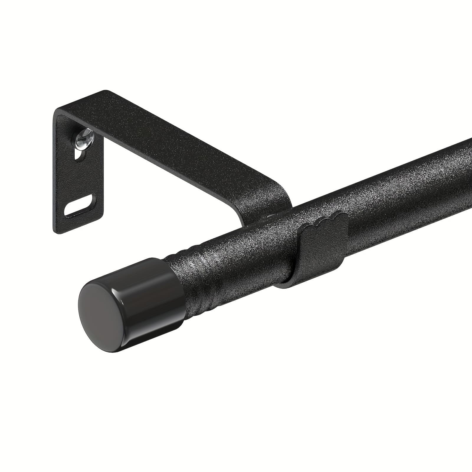 TEMU Adjustable Curtain Rod For Windows, Small Curtain Rod Set, Metal Pole With Brackets Modern Decor Style, Matte Black