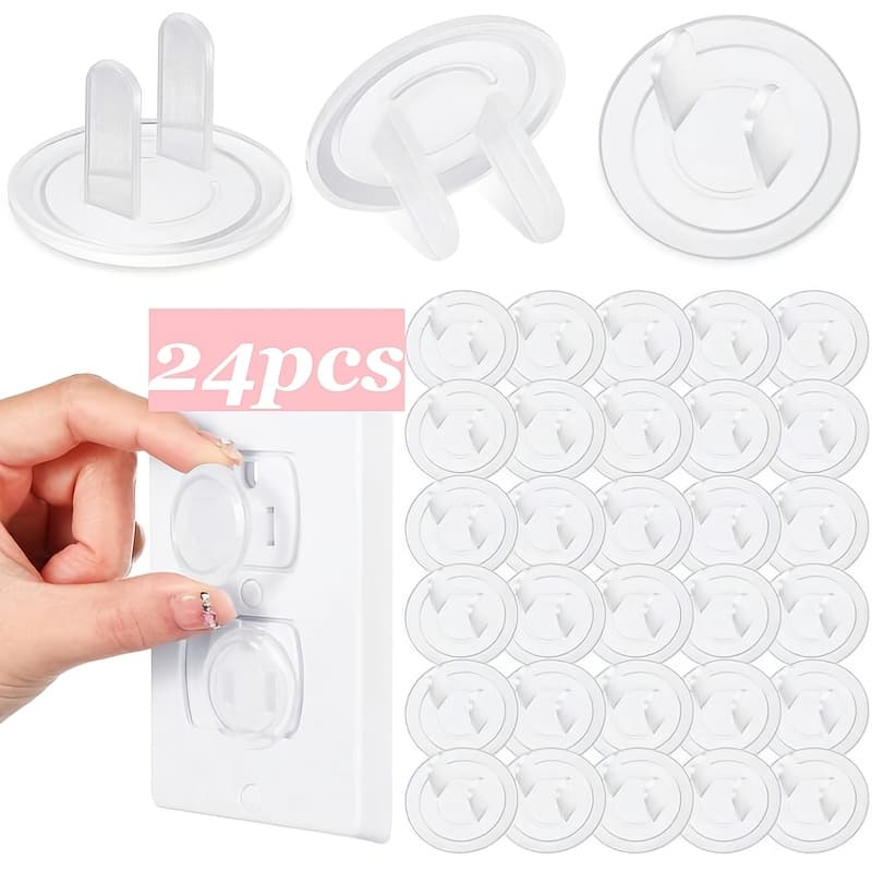 TEMU 24pcs Outlet Covers, Transparent Anti-electric Shock Design, , Safe And Reliable Plastic Outlet Covers, Suitable For Outlets