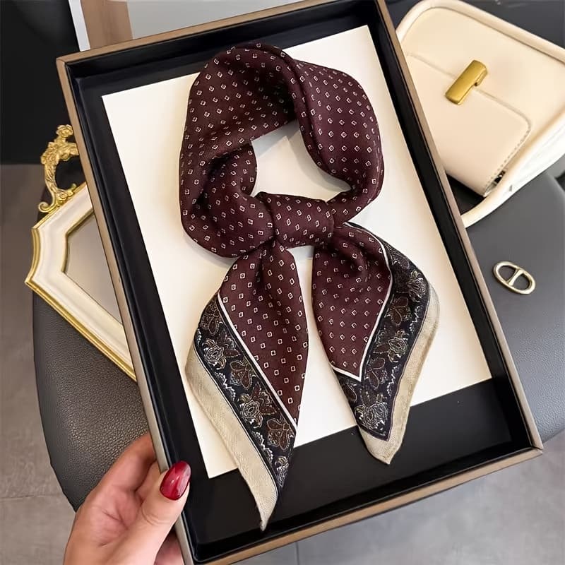 TEMU Burgundy Autumn-winter Square Scarf - , Warm & Windproof Fashion Accessory