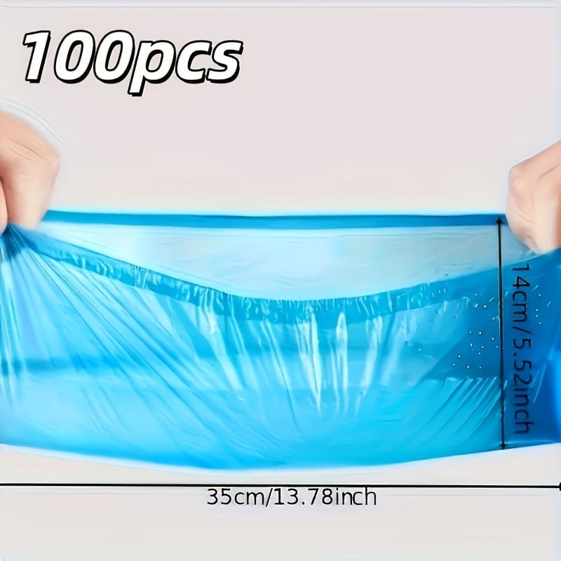 TEMU 100-pair Disposable Shoe Covers, Extra Thick Wear-resistant Plastic Shoe Covers For Dust, Rain, And Slip Protection, For Household Use, Indoor,
