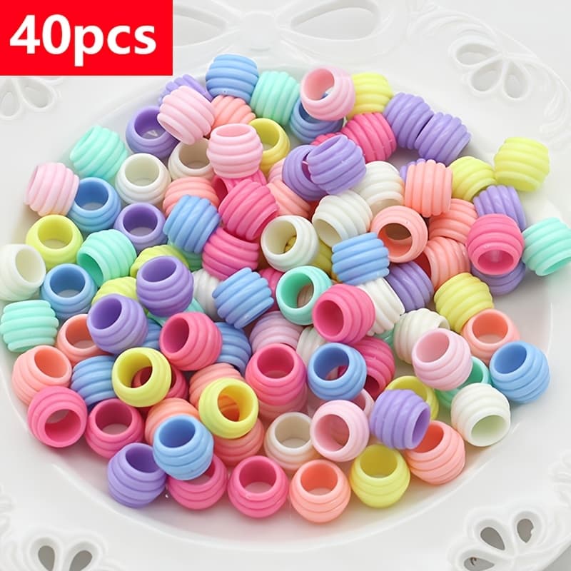 TEMU 40pcs Macaron Beads Suitable For Diy Crafts, Large-hole Threaded Beads With Assorted Colors, Bead Caps Compatible For Hair, Making, Bracelets, - Wholesale Craft Supplies