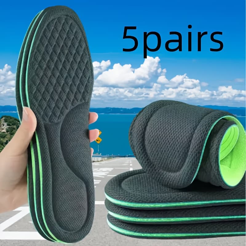TEMU 5pairs Sports Insoles For Men And Women, Ultra Soft Sports Air Cushion, Suitable For Mountain Climbing, Travel, Outdoor Sports