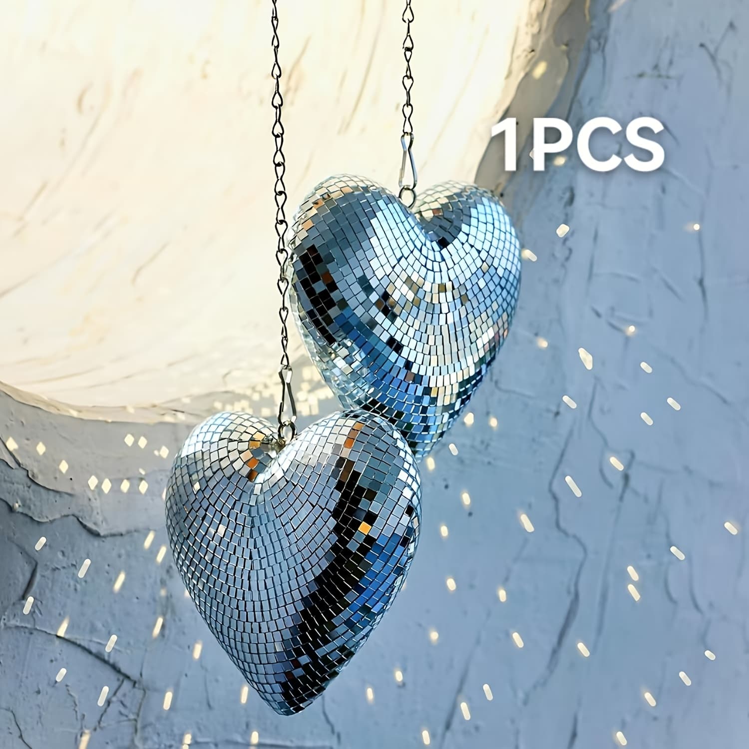 TEMU 1/2pc Heart-shaped Disco Ball Hanging Ornament - Decor For Valentine's Day, Parties, And Home Decoration, Versatile Holiday Accent