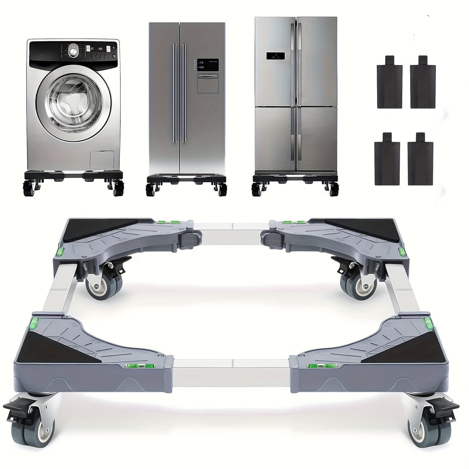 TEMU Yunmeiyi Washing Machine Base Stand With 4 Locking Wheels And 10 , 24-31 Inch Fridge Stand Adjustable Flat Mobile Base For Washer, Dryer, Refrigerator, Furniture