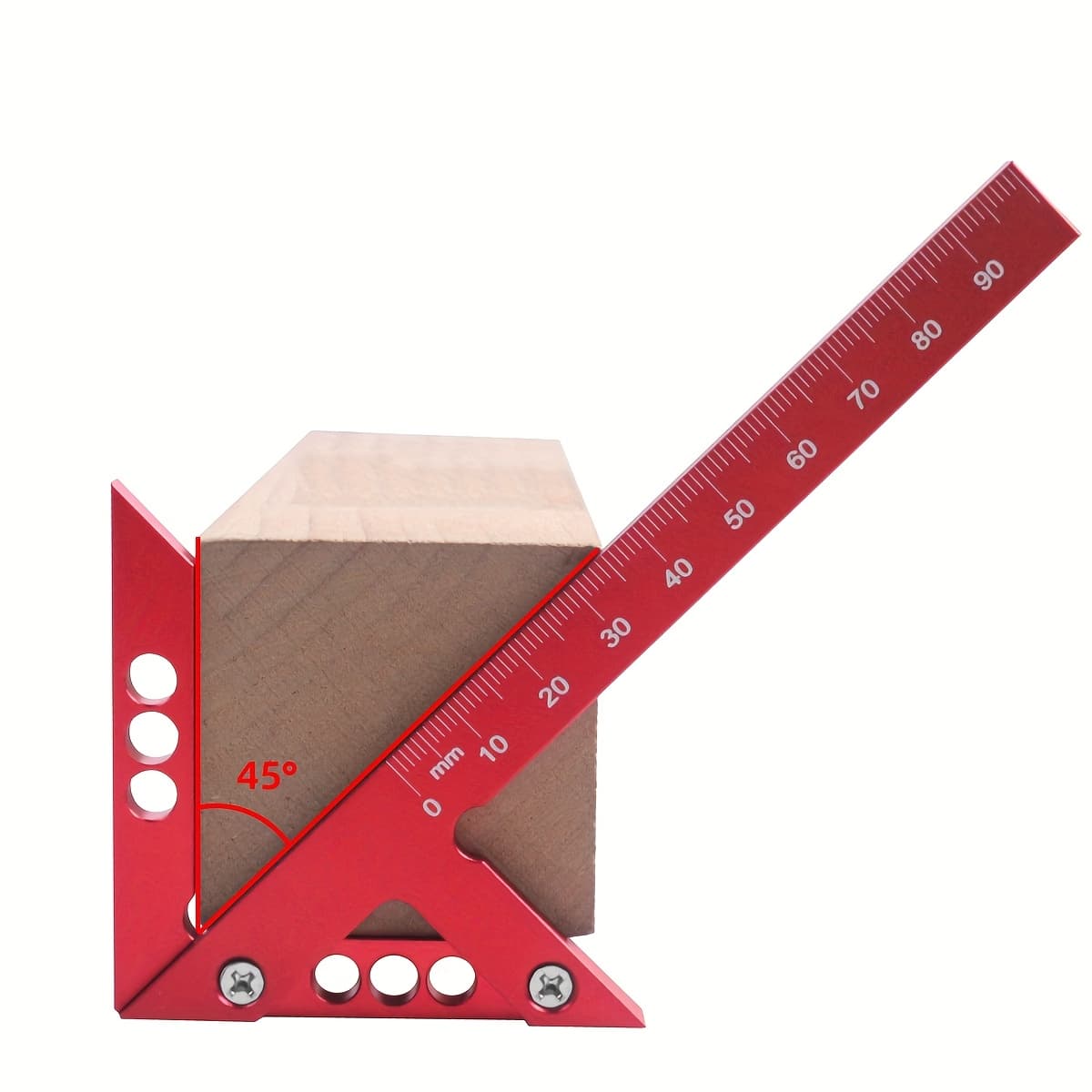 TEMU 1pc Woodworking Center Positioning Ruler Red Square Marking Tool With 45/90° Angle , Essential For Accurate Woodworking Measurement
