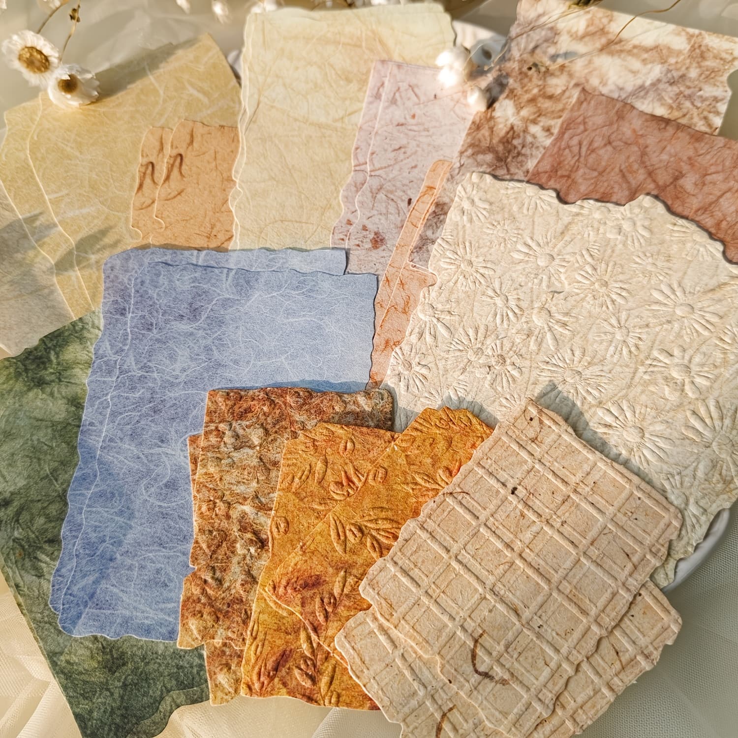 TEMU 1 Pack 28 Sheets Vintage Embossed Texture Decorative Paper Plant Flower Texture Decoration Base Material Paper