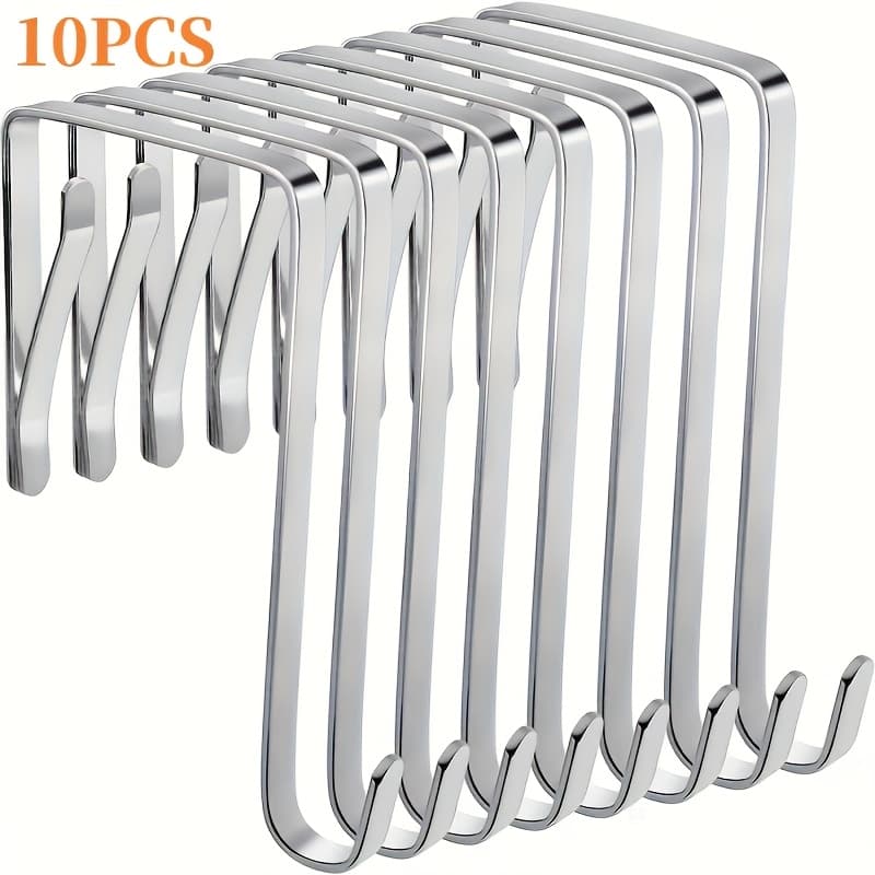 TEMU Pack Of 10 Door Hooks, Adjustable -of-door Hook For Cabinets, Dorms, Bathrooms, Kitchens - , , Desk & Drawer Organizer For Home Storage