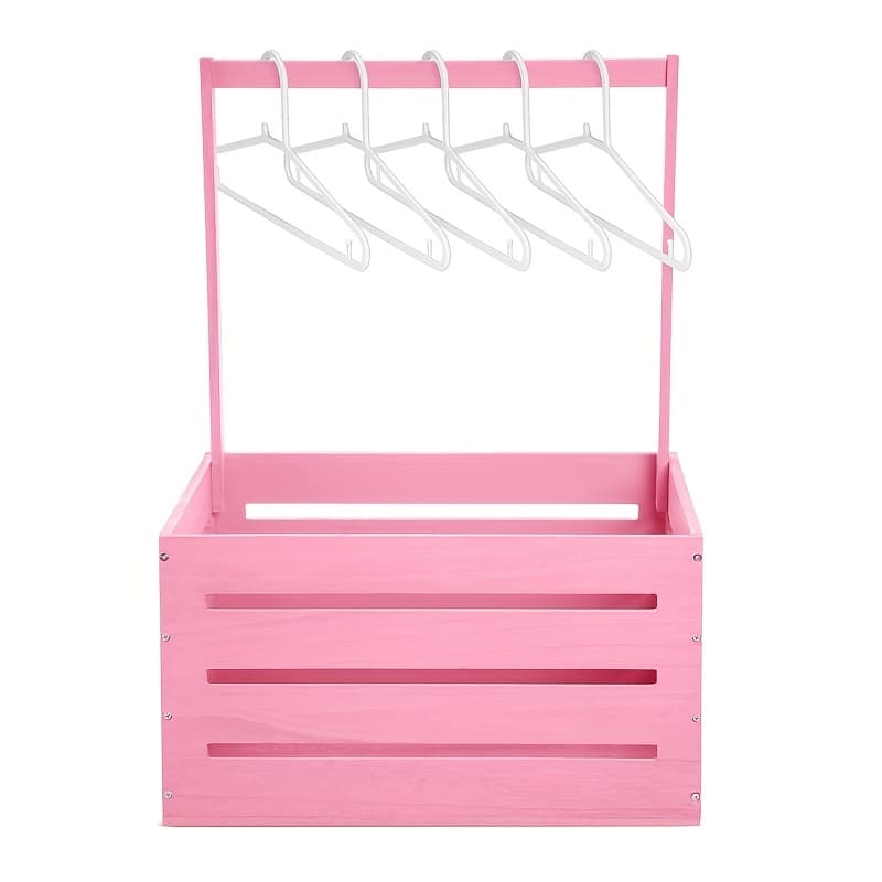 TEMU Wood Shower Storage Box With Handle - Gender Reveal Hamper, Organizer, Multi-use Gift Basket For Showers (pink & Classic), Solid Wood Crate For Onesie/diapers/samples