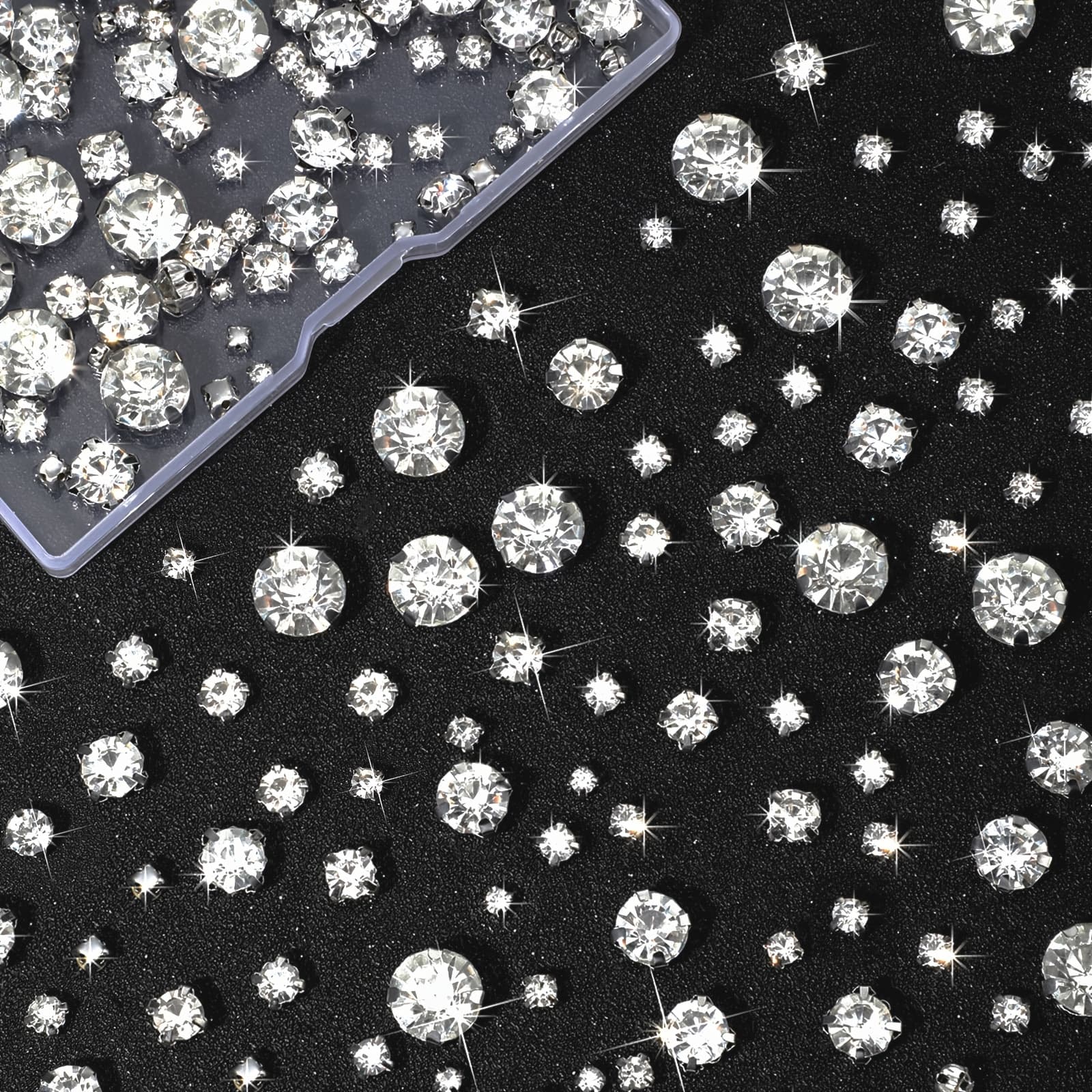 TEMU Crystal Sew On Glass Claw 3 To 10 Mm Flatback Glass Rhinestones Clear Gems Stones For Craft, Jewelry, Clothes, Costume, Shoes, Dress, Garments, Mixed Size (200pcs)