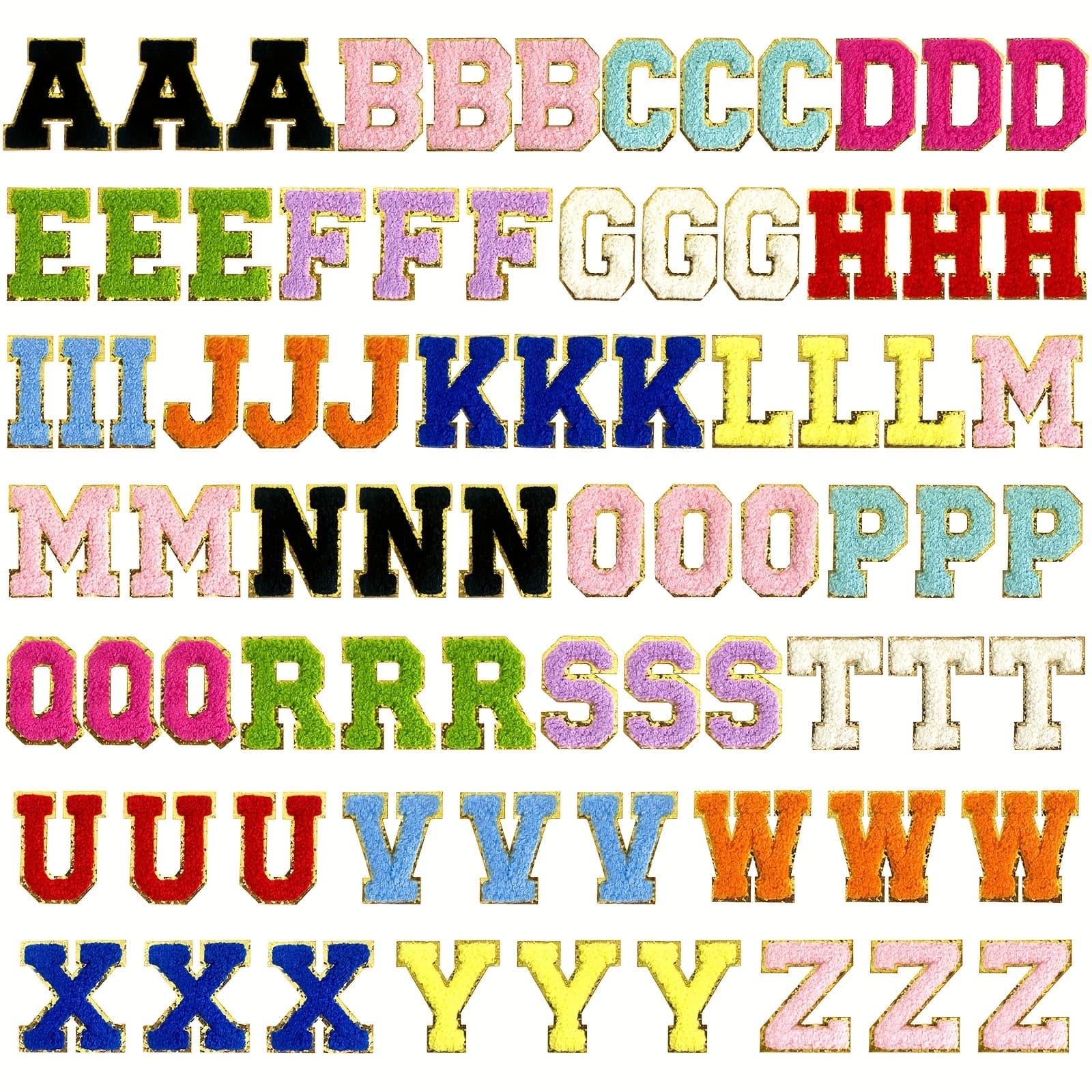 TEMU 78pcs Of Chenille Letter A-z Self-adhesive Patch, Hat Jacket Jeans Clothes Patch Mixed Color