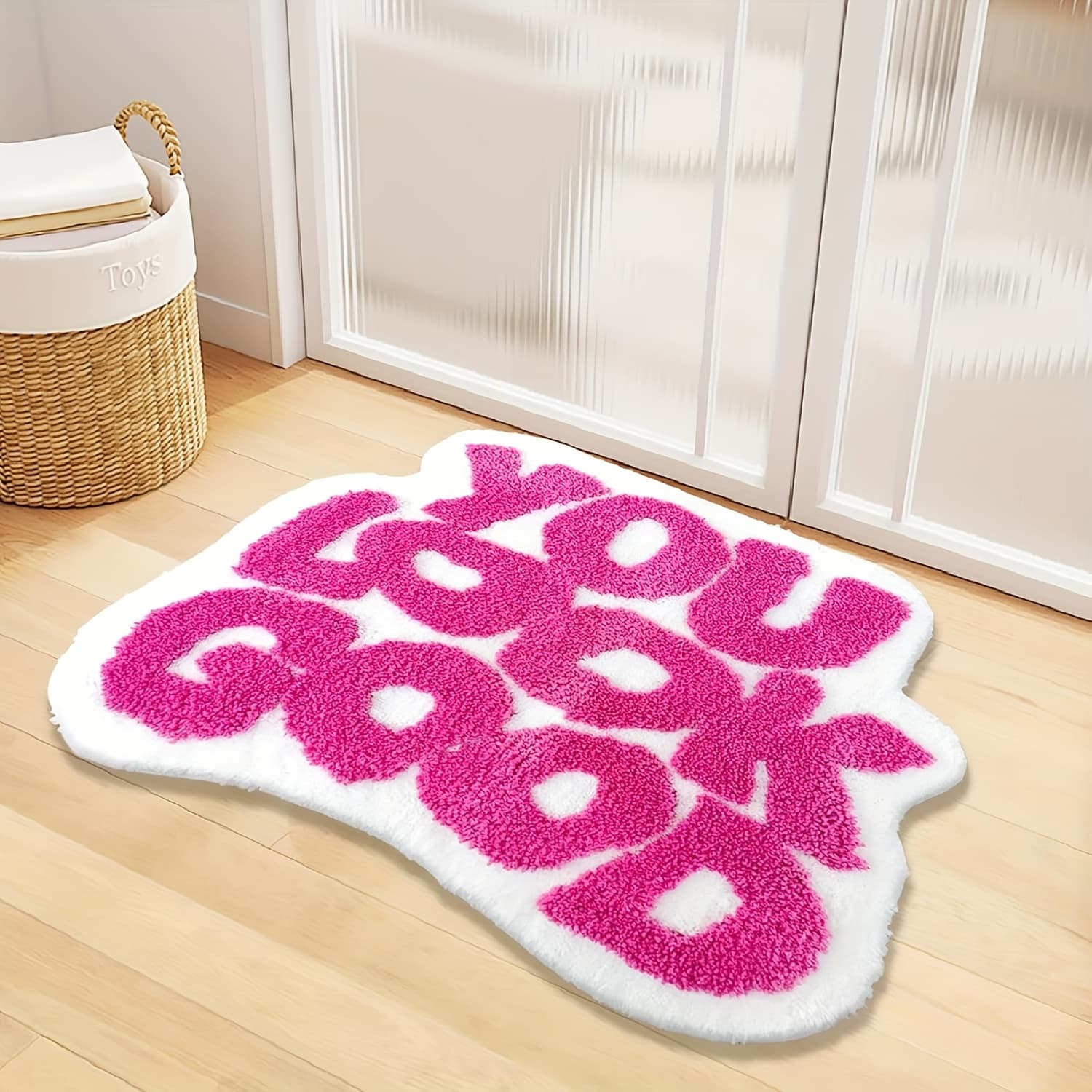 TEMU This And Adorable Bath Mat And Pink Is Perfect For Your Bathroom Decor, Featuring A Non-slip Design And Washable Material