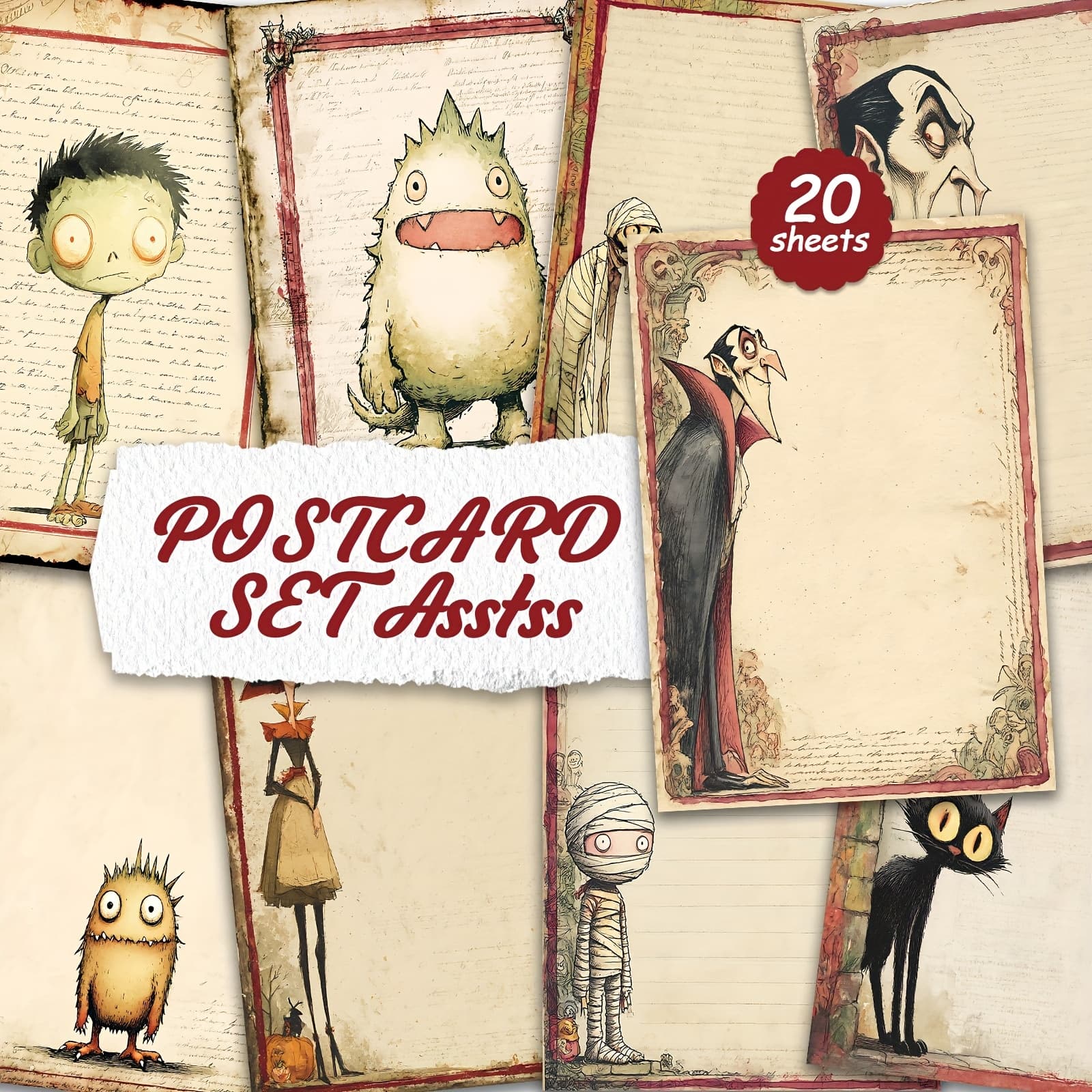 TEMU A Collection Of 20 Sticky Note-style Postcards Designed For Writing On Cardboard, Smooth , English Scrapbooks, Trash Diaries, Crafts, Greeting Cards, Holiday Wishes, And Presents