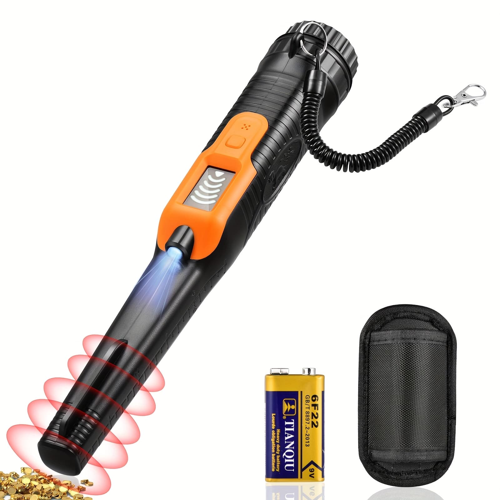 TEMU Metal Detector Pinpointer, Professional Waterproof Handheld Pin Pointer Wand, 3 Search Treasure Pinpointing Finder Probe With Lcd Display 9v Battery Included